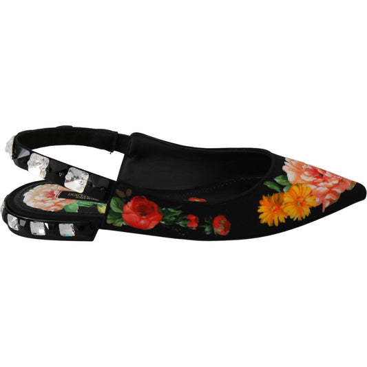 Elegant Crystal-Embellished Floral Flats