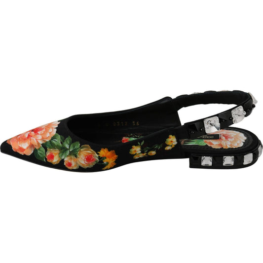 Elegant Crystal-Embellished Floral Flats