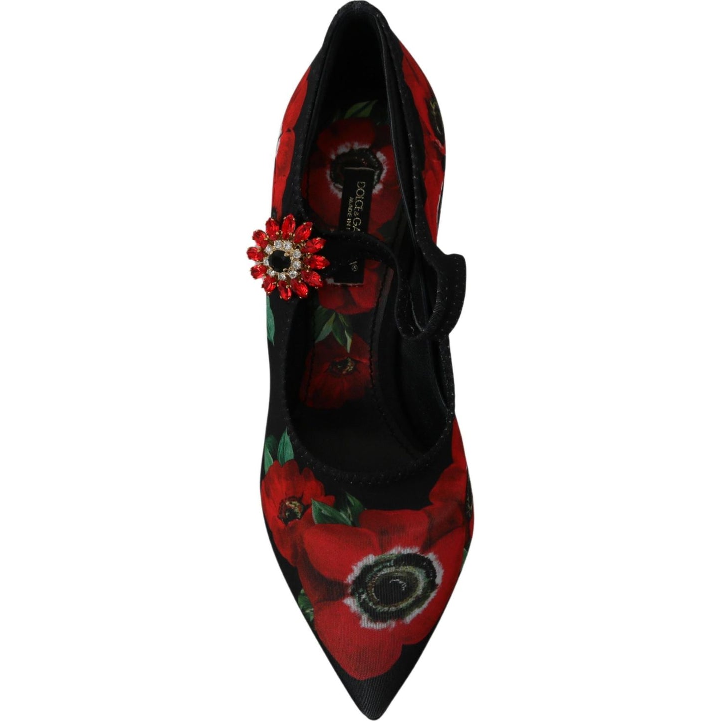 Floral Mary Janes Pumps with Crystal Detail