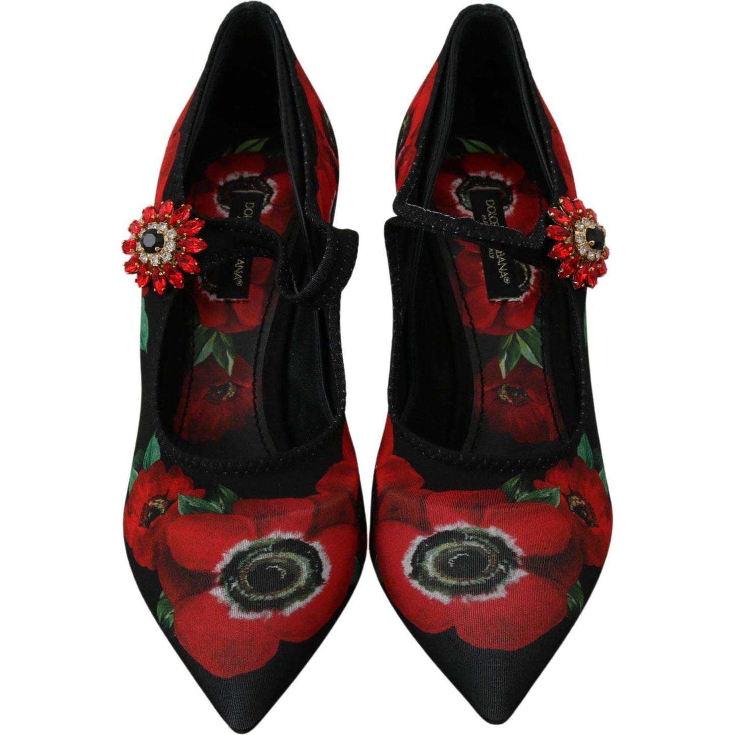 Floral Mary Janes Pumps with Crystal Detail