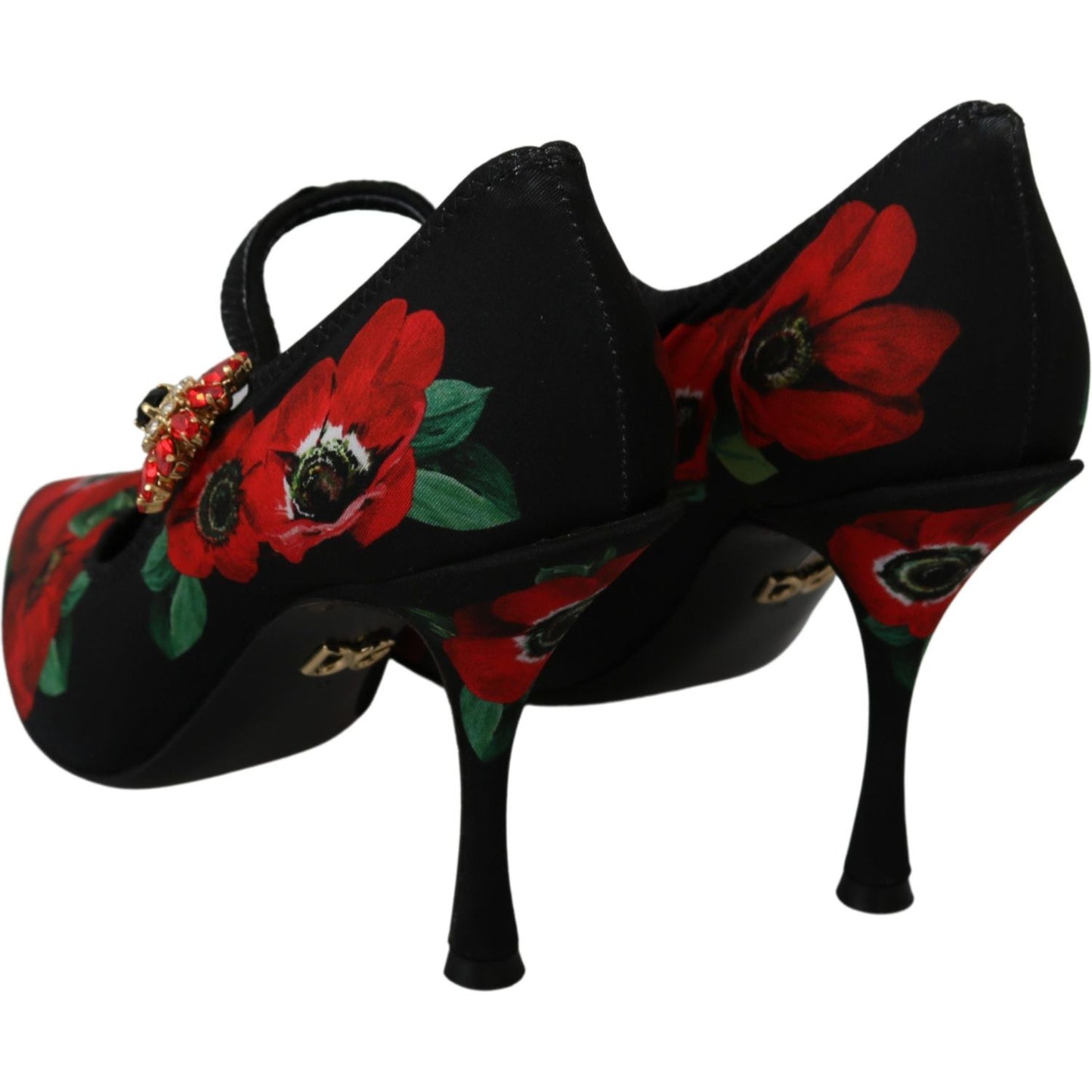 Floral Mary Janes Pumps with Crystal Detail