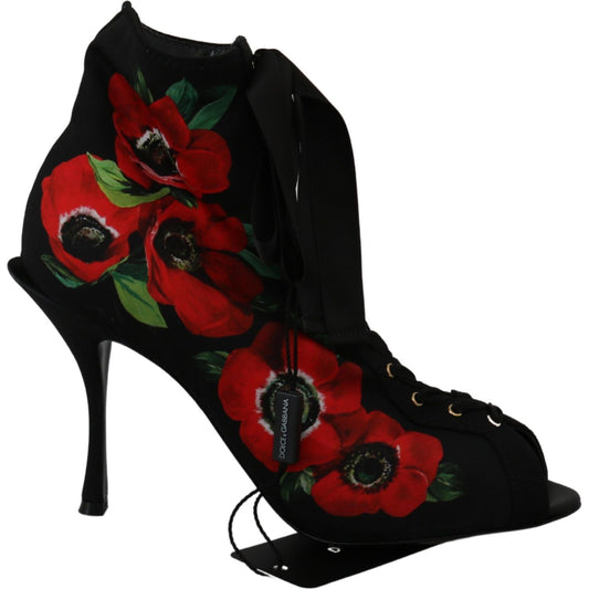 Elegant Floral Heel Booties