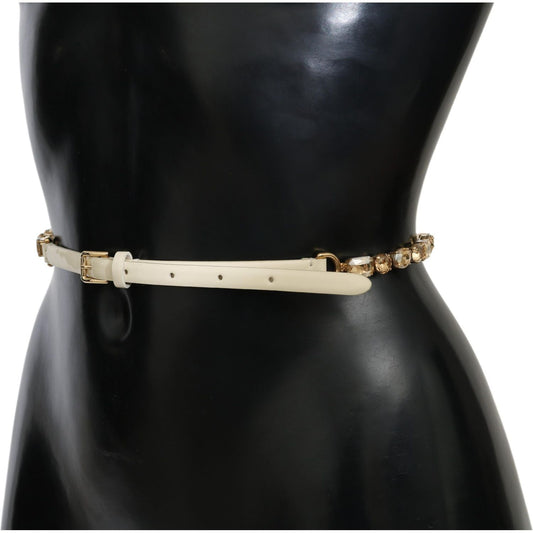 Champagne Crystal Embellished Leather Belt