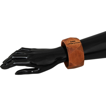 Costume National Brown Wooden Branded Bracelet Bracelet