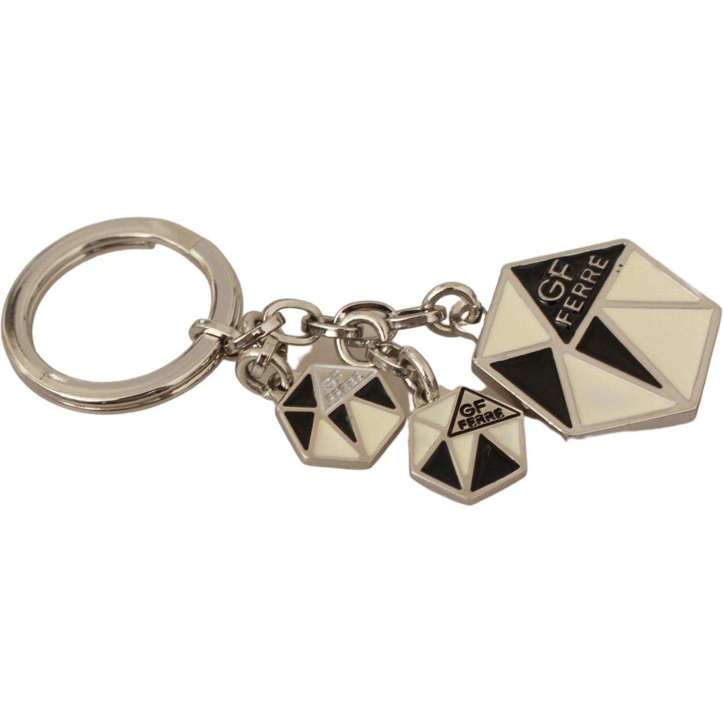 Exquisite Beige Black Metal Keychain