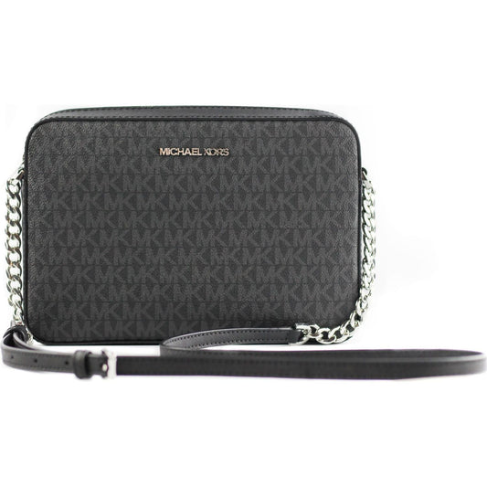 Jet Set Large East West Saffiano Leather Crossbody Bag Handbag [Black Signature]