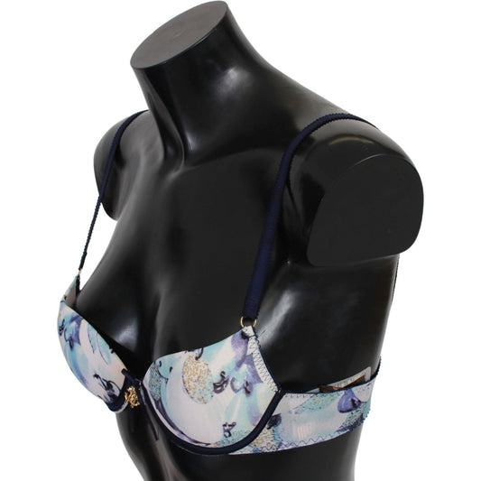 Elegant Push-Up Bra in Blue Print