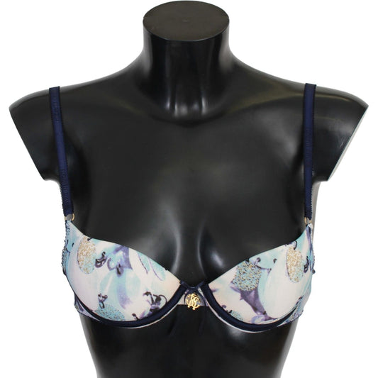 Elegant Push-Up Bra in Blue Print