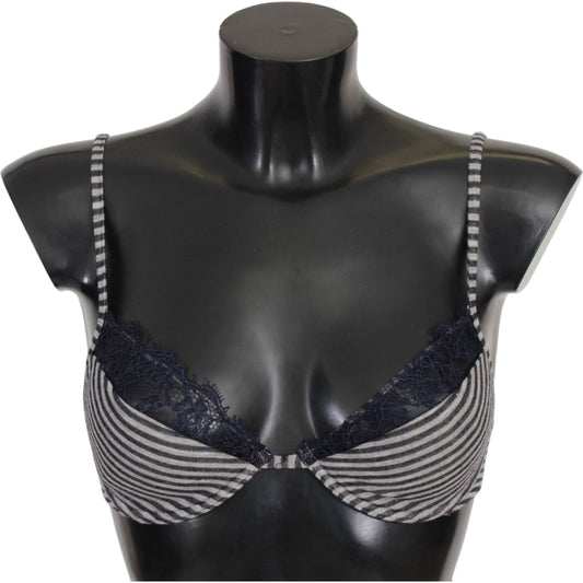 Ermanno Scervino Blue Stripes Lace Reggiseno Bra Underwear