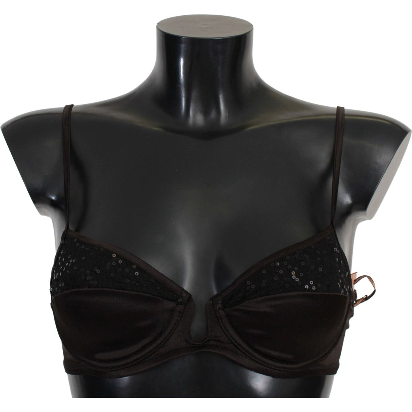 Sequined Brown Balconette Bra