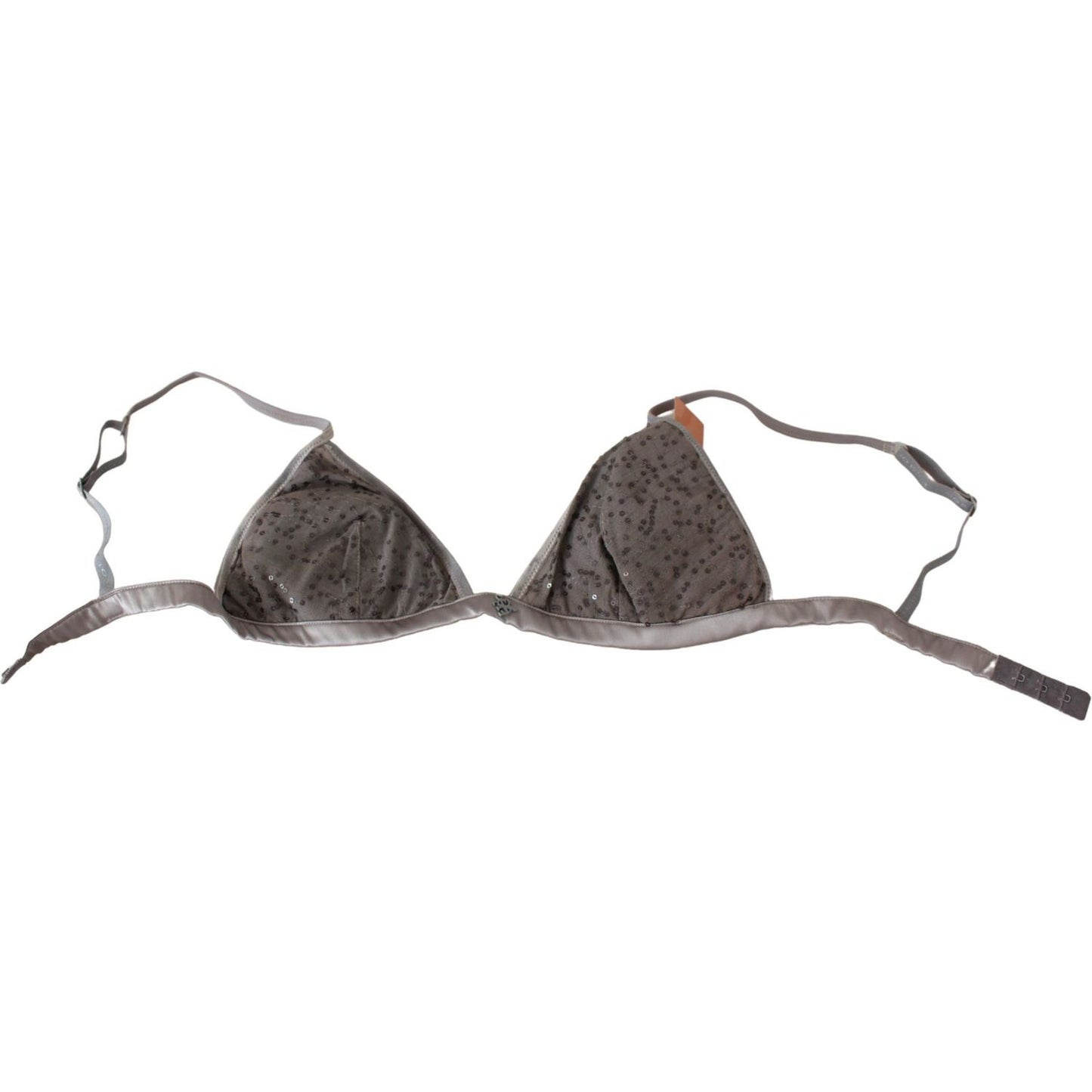 Sequined Gray Triangolo Bra Luxury Underwear