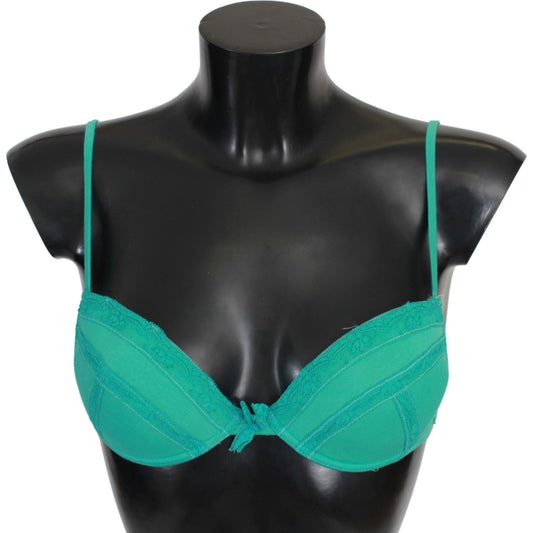 Luxurious Green Cotton Push Up Bra