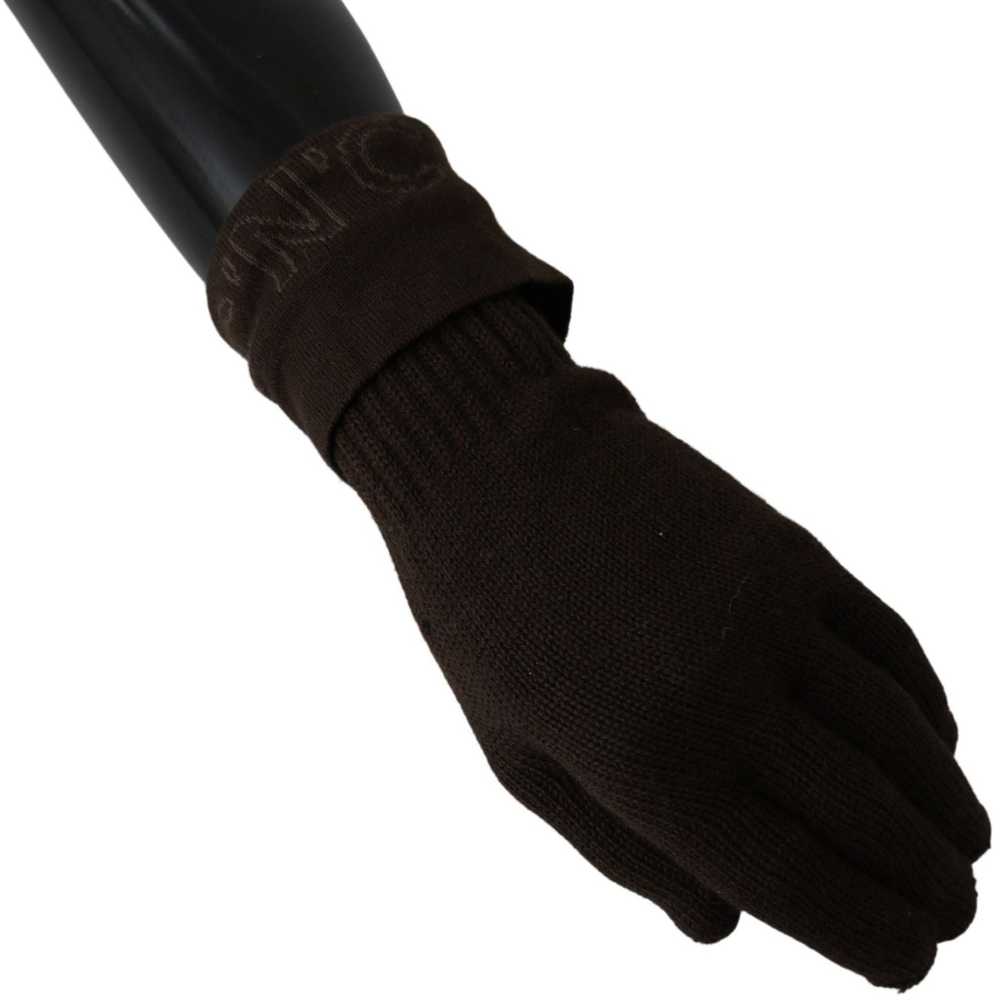 Elegant Brown Knitted Gloves