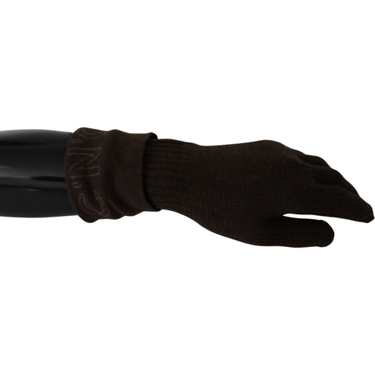 Elegant Brown Knitted Gloves