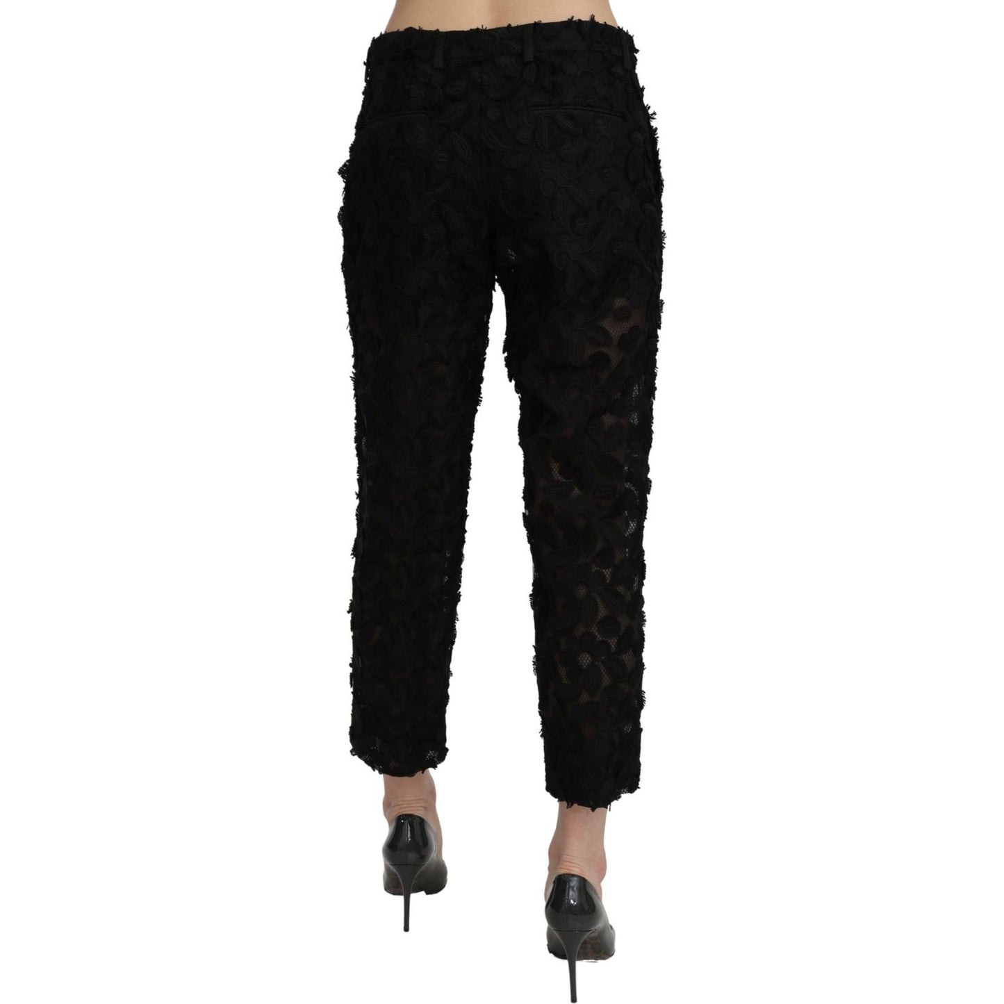 Elegant Straight Cropped Lace Trousers