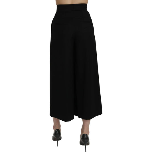 Elegant High Waist Wide Leg Wool Pants