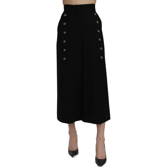 Elegant High Waist Wide Leg Wool Pants