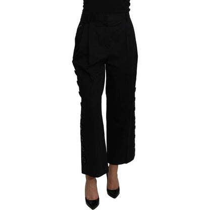 Dolce & Gabbana Black High Waist Cropped Cotton Stretch Pants Jeans & Pants
