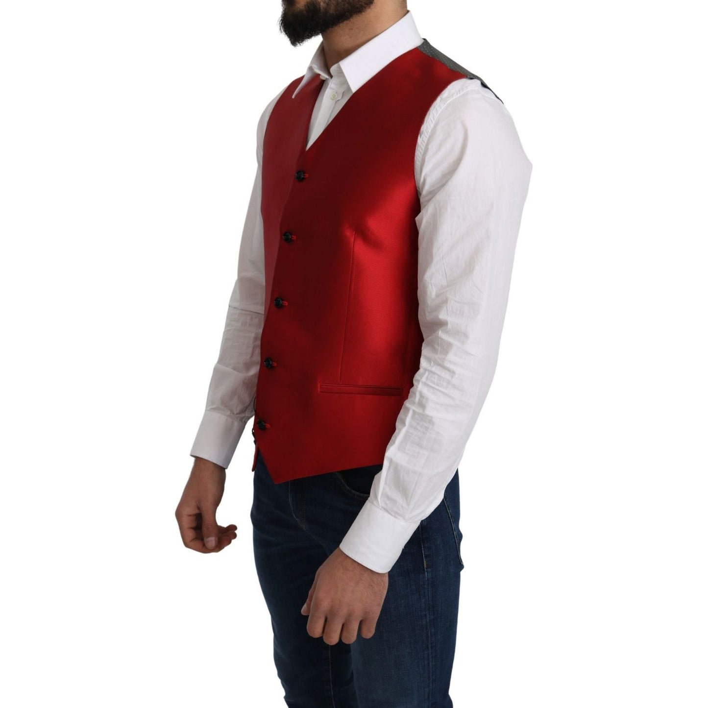 Ravishing Red Silk Formal Vest