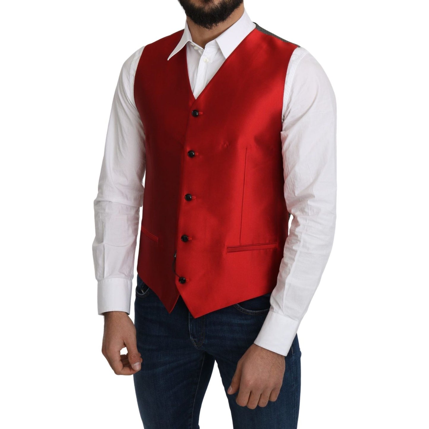 Ravishing Red Silk Formal Vest