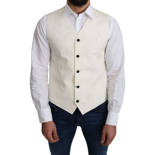 Elegant Off-White Silk Formal Vest