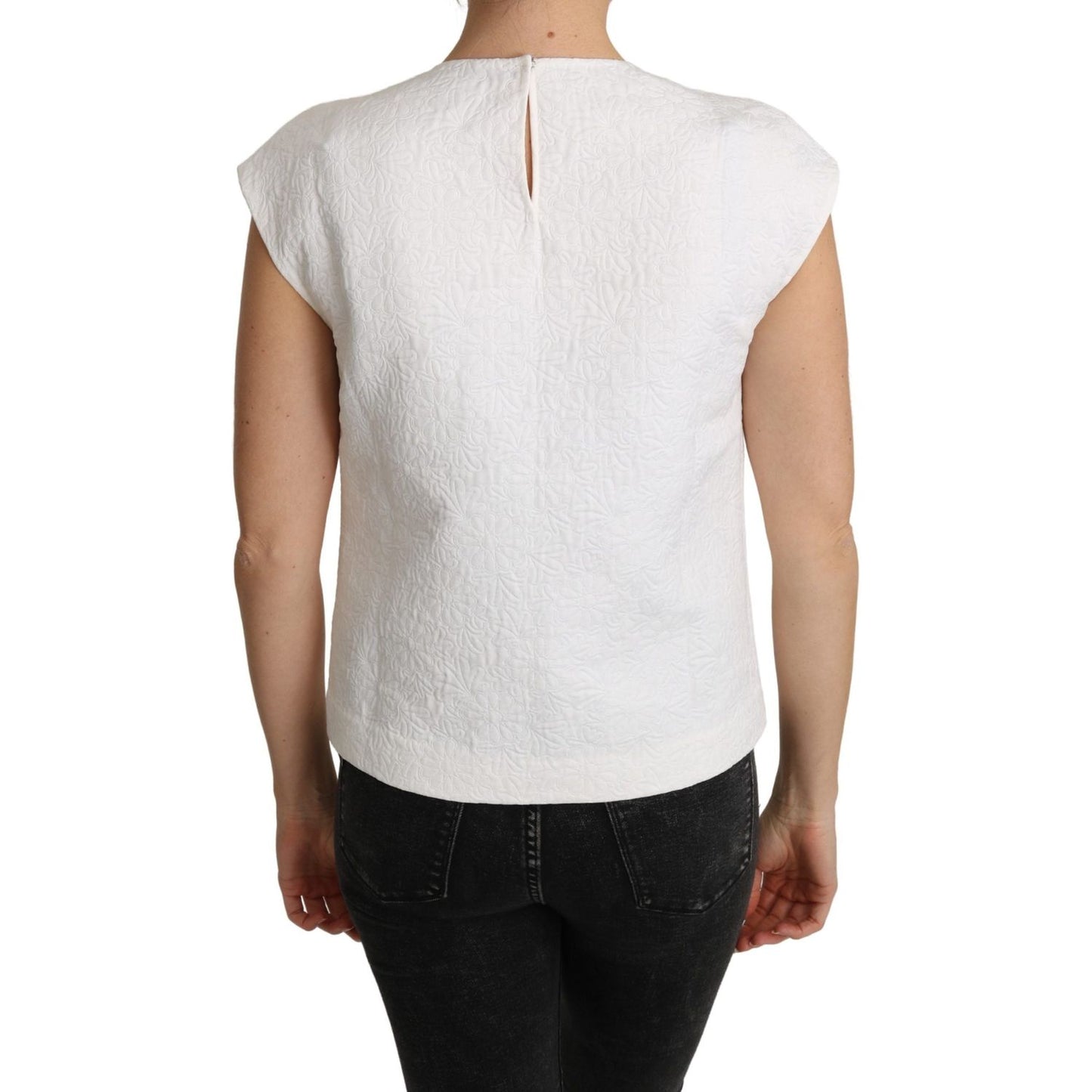 Elegant White Cotton Blend Blouse