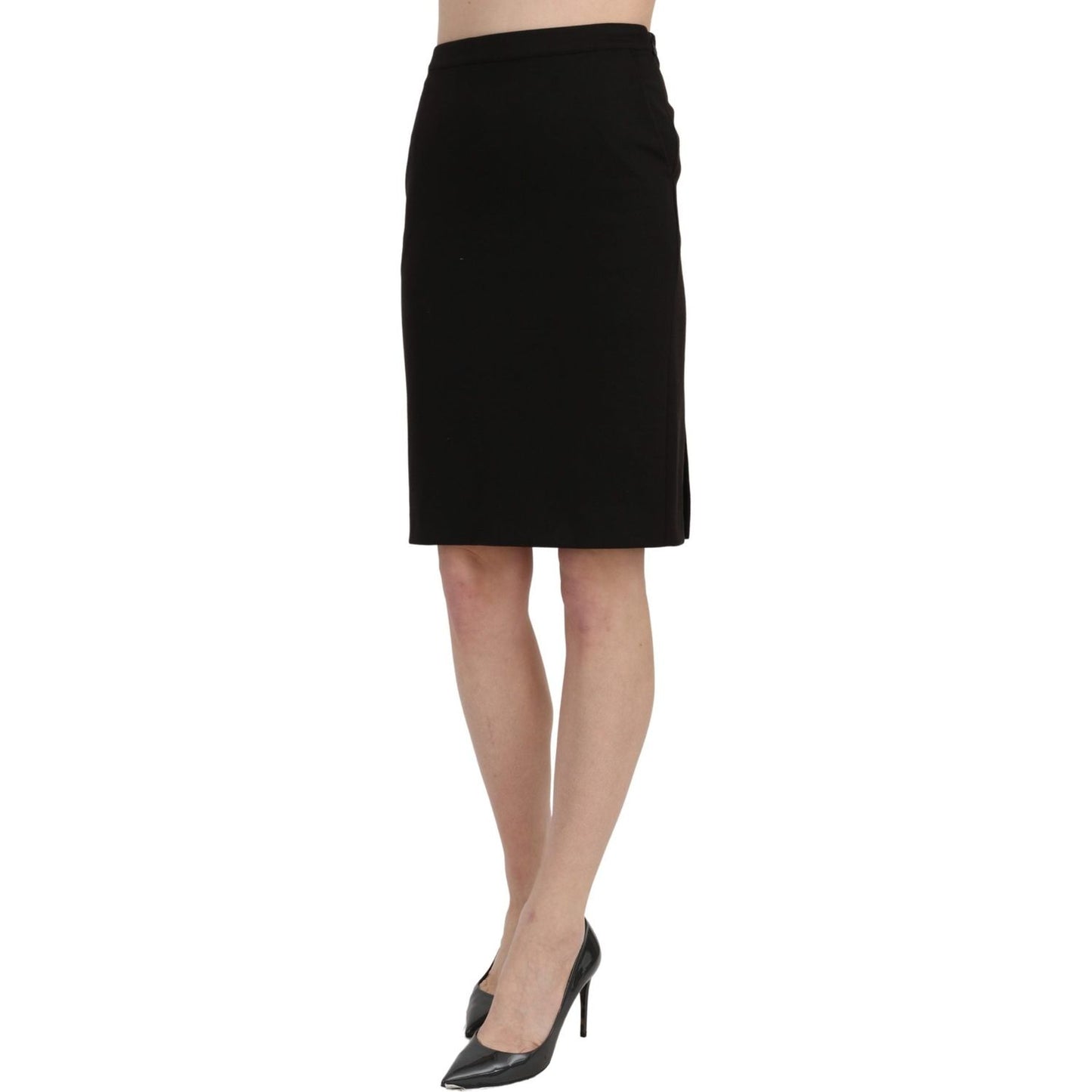 Chic High Waist Black Linen Skirt