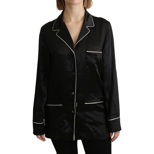 Dolce & Gabbana Elegant Silk Black Button-Up Blouse Dolce & Gabbana