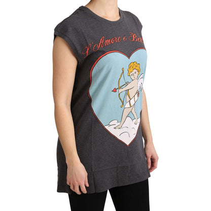 Dolce & Gabbana Gray Cotton L' Amore Top Tank T-shirt