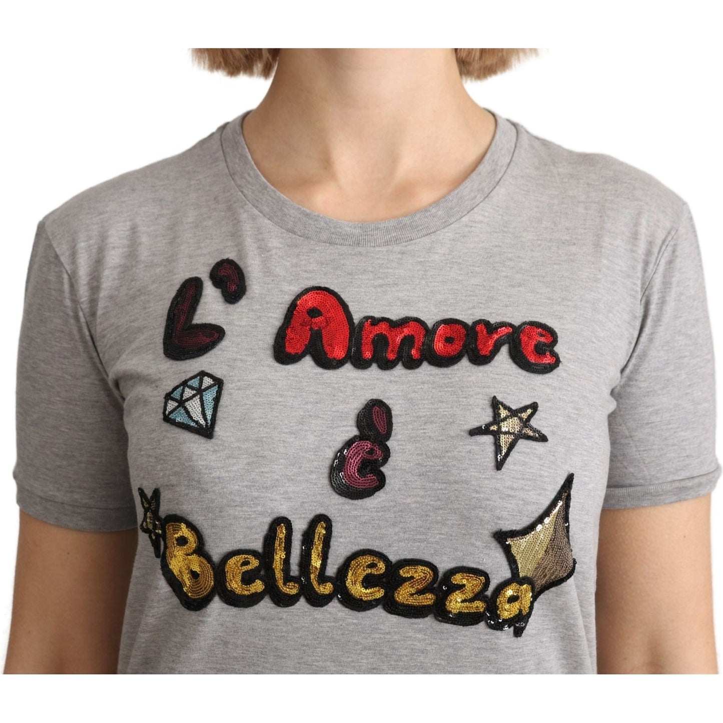 Sequined Motive Cotton Tee