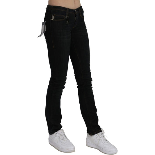 Chic Black Mid Waist Slim Fit Denim Jeans