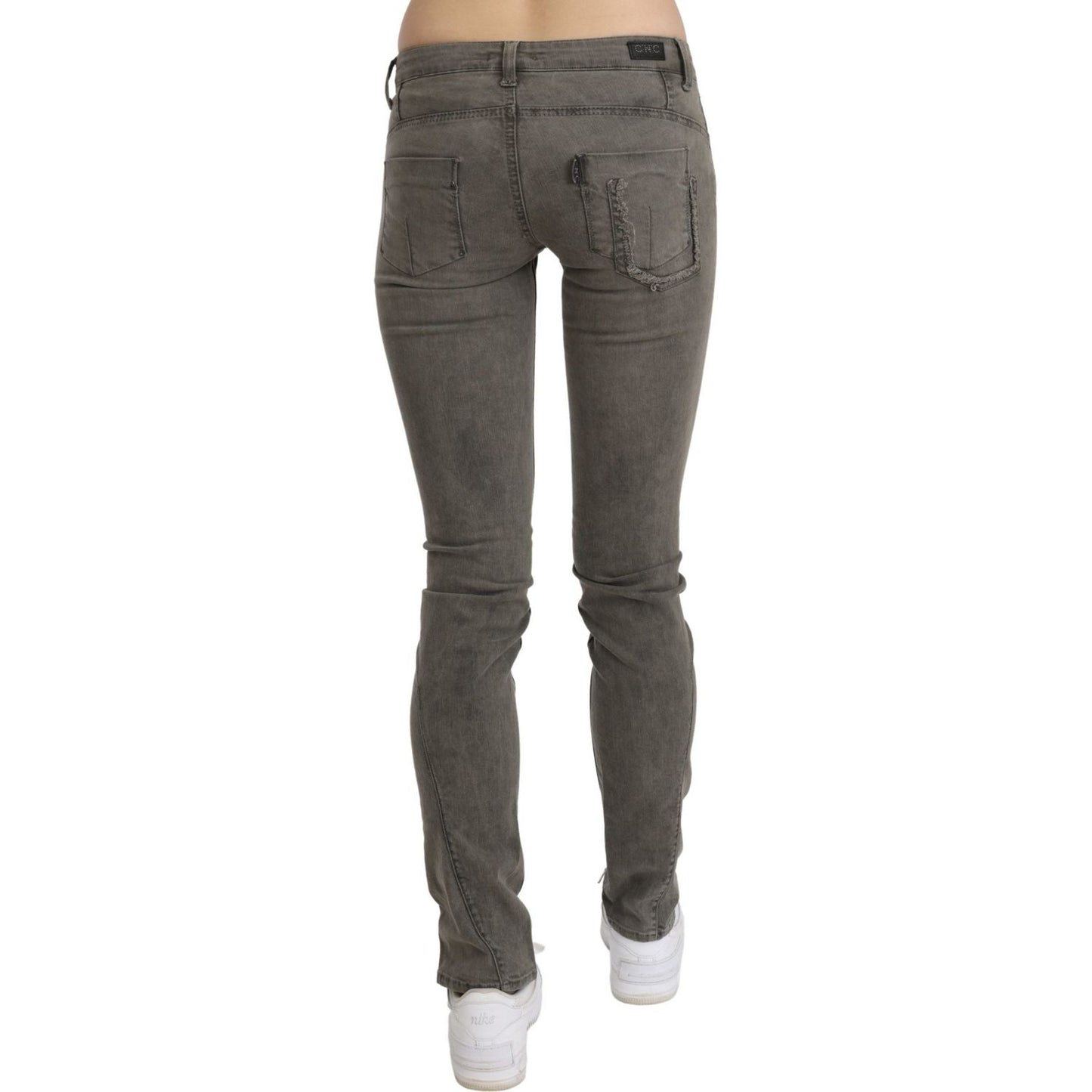 Chic Gray Slim Fit Cotton Jeans