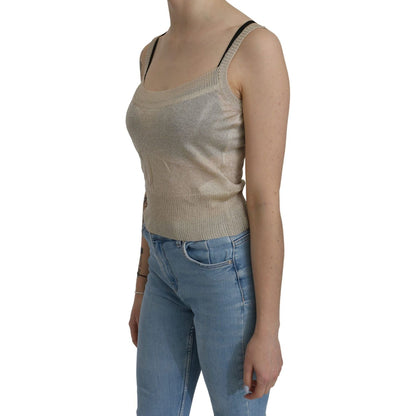 BYBLOS Beige Sleeveless Spaghetti Strap Tank See Through Top