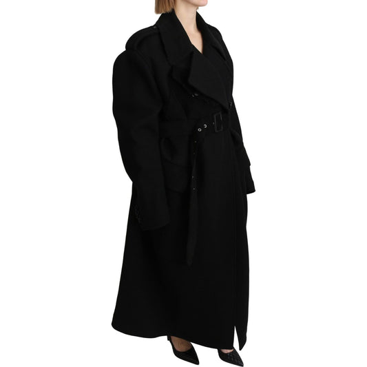 Elegant Black Wool Trenchcoat