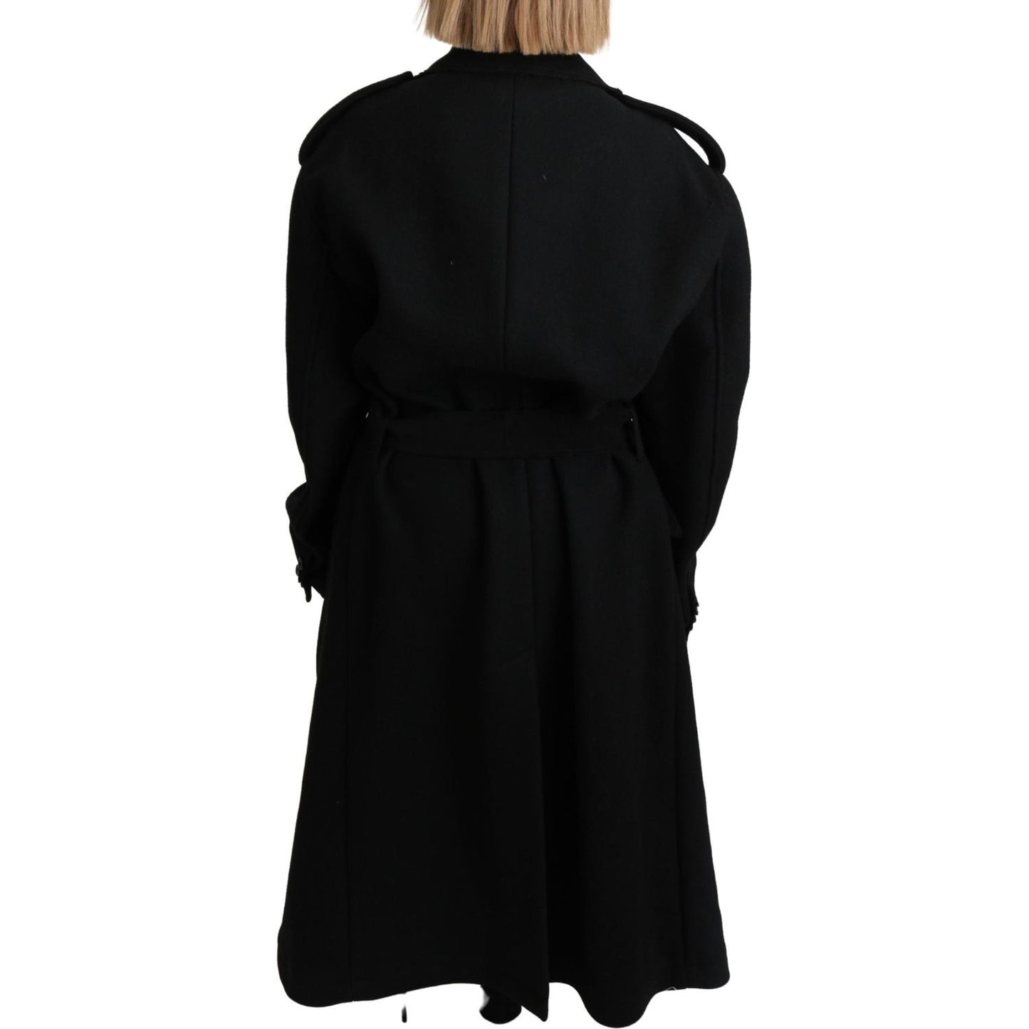 Elegant Black Wool Trenchcoat