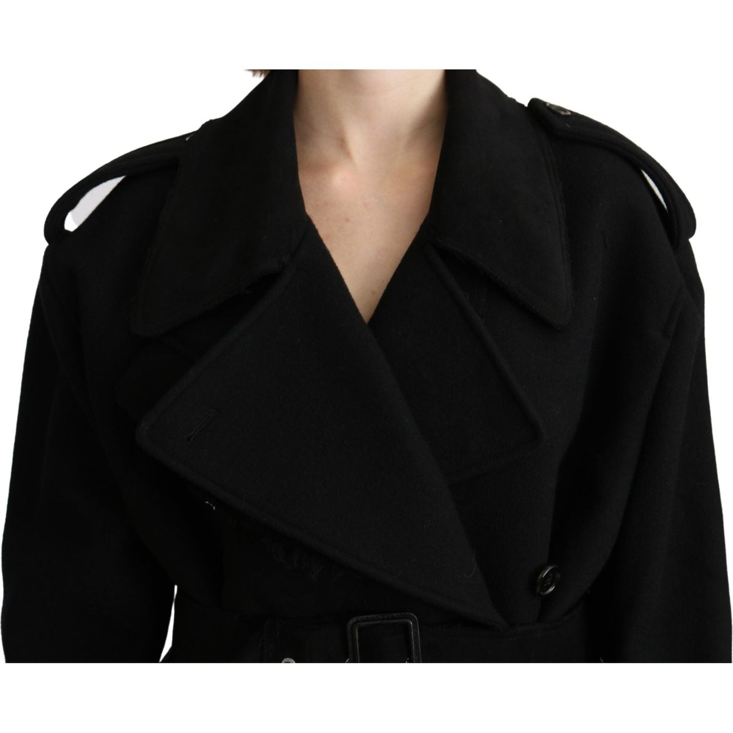 Elegant Black Wool Trenchcoat