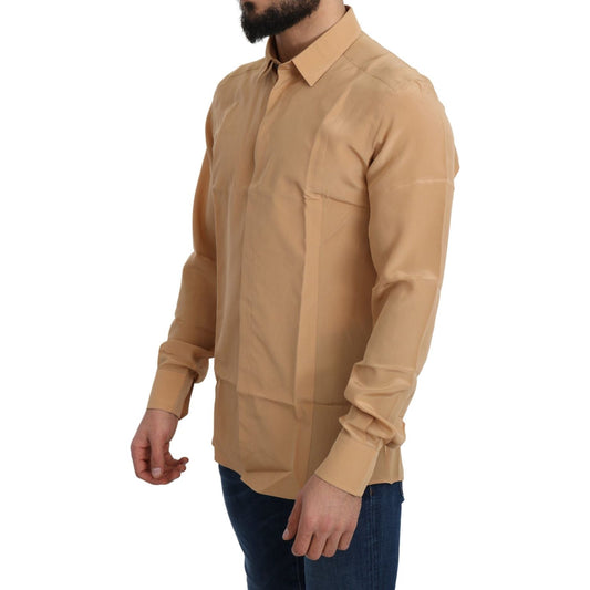 Elegant Yellow Silk Men's Formal Shirt