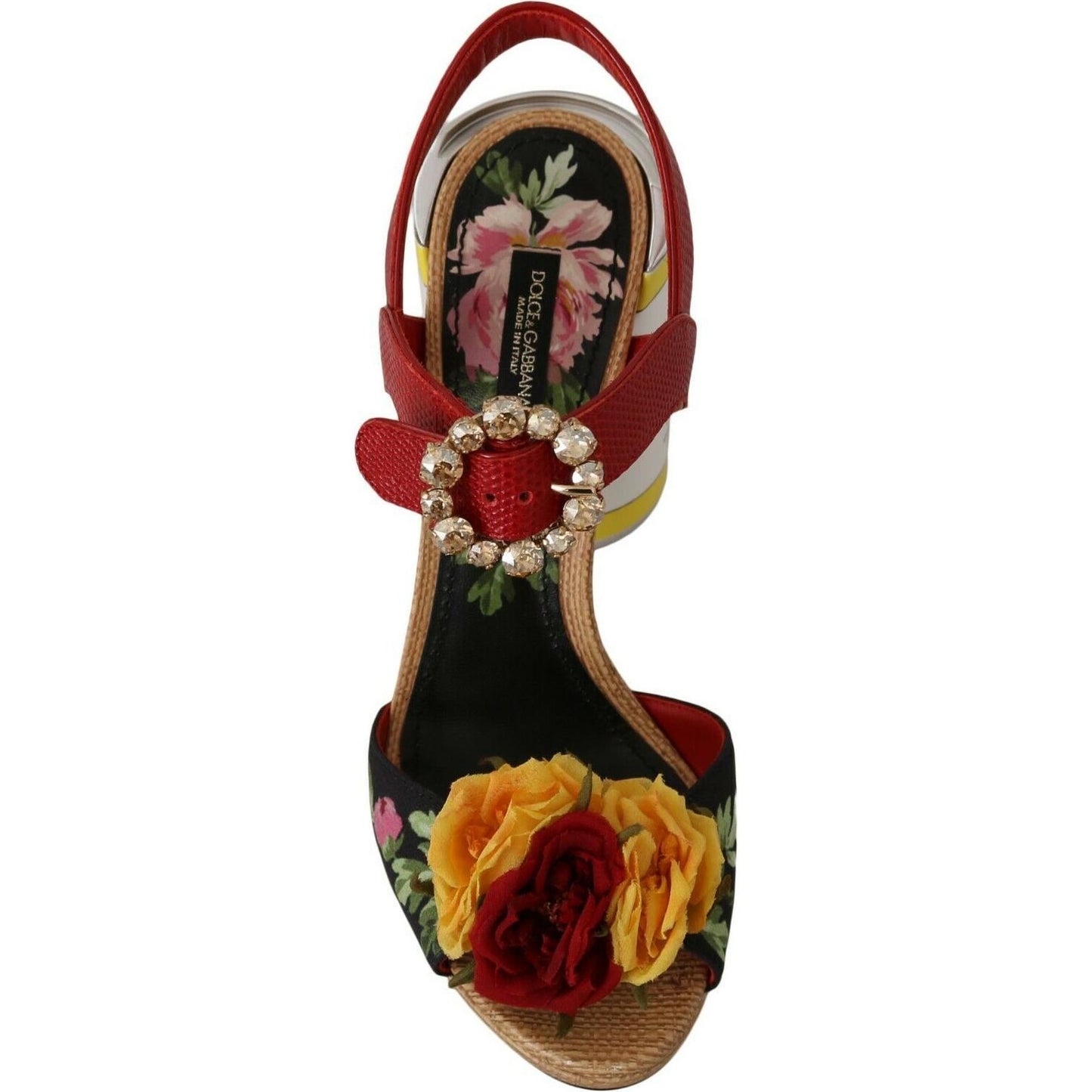 Multicolor Floral Crystal Embellished Sandals