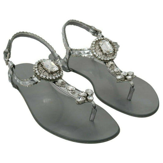 Elegant Silver Flats with Crystal Embellishments