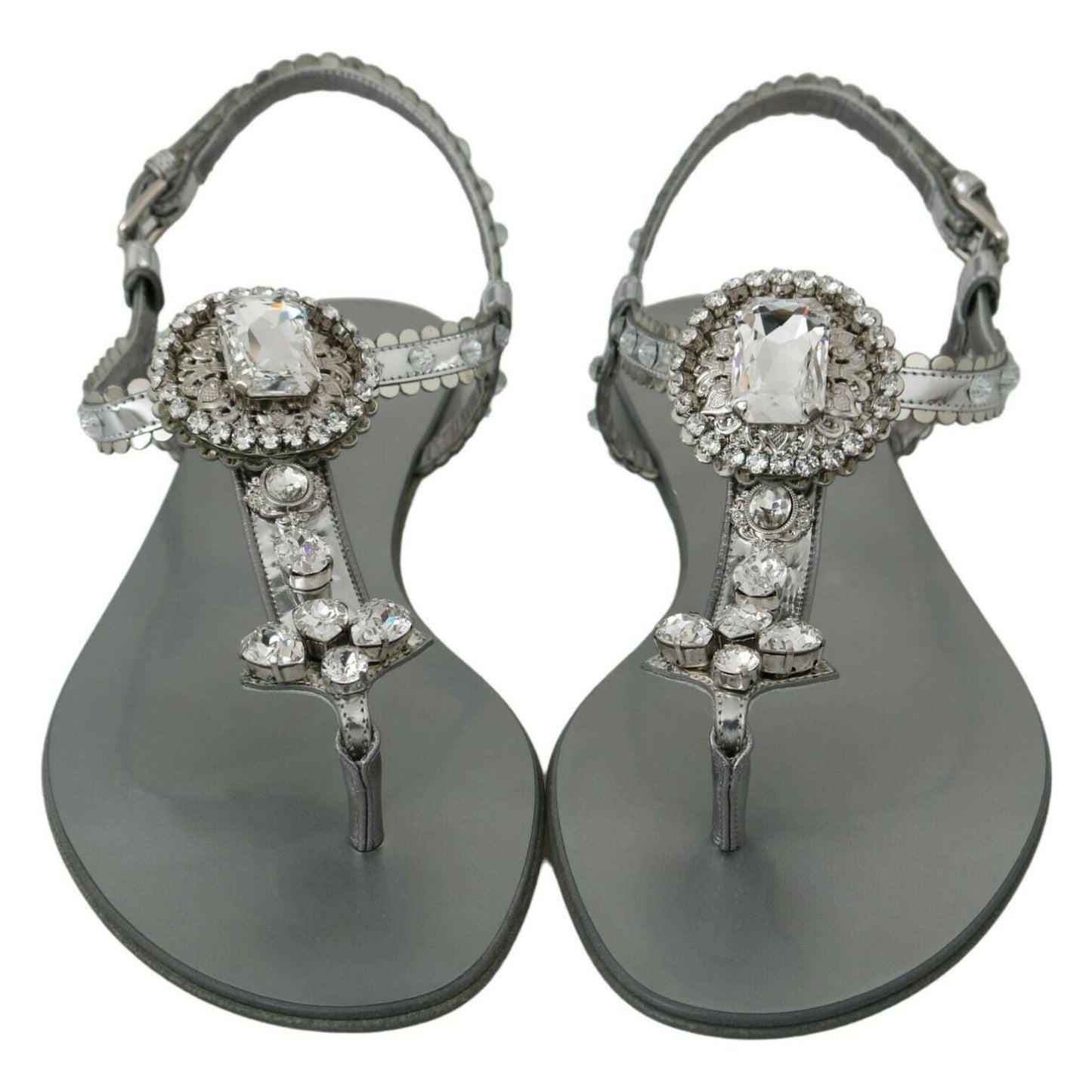 Elegant Silver Flats with Crystal Embellishments