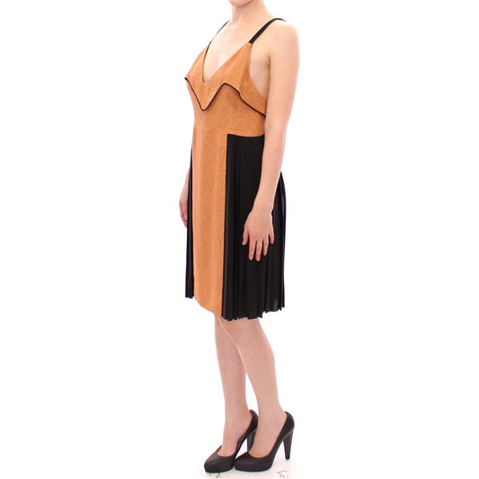 Silk Bronze & Black Sleeveless Sheath Dress