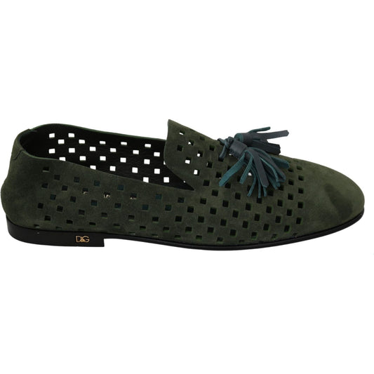 Elegant Green Suede Loafers for Men