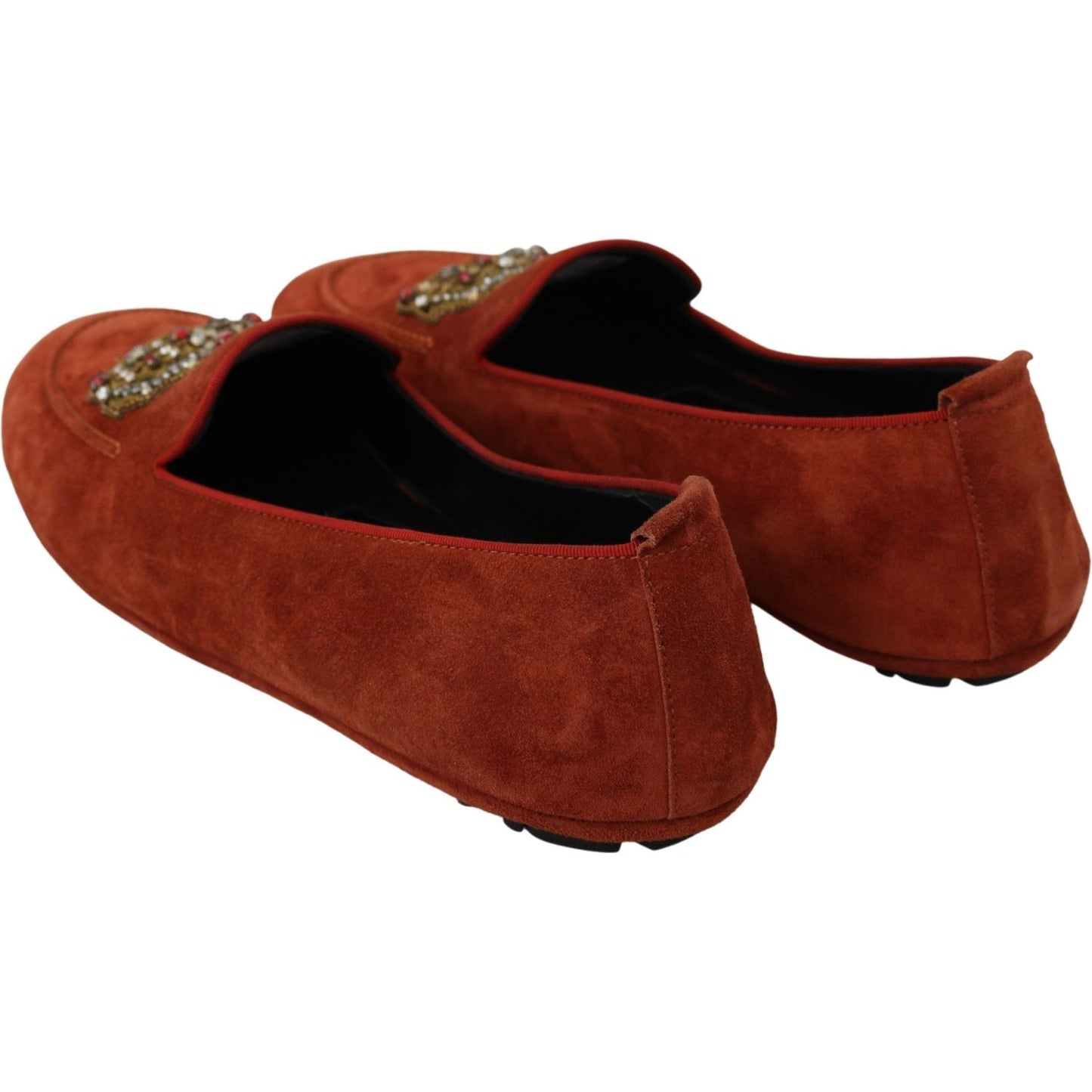 Elegant Orange Leather Moccasin Slippers