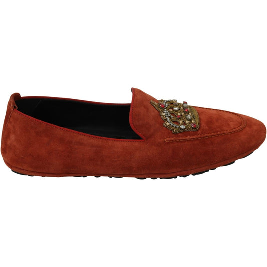 Elegant Orange Leather Moccasin Slippers