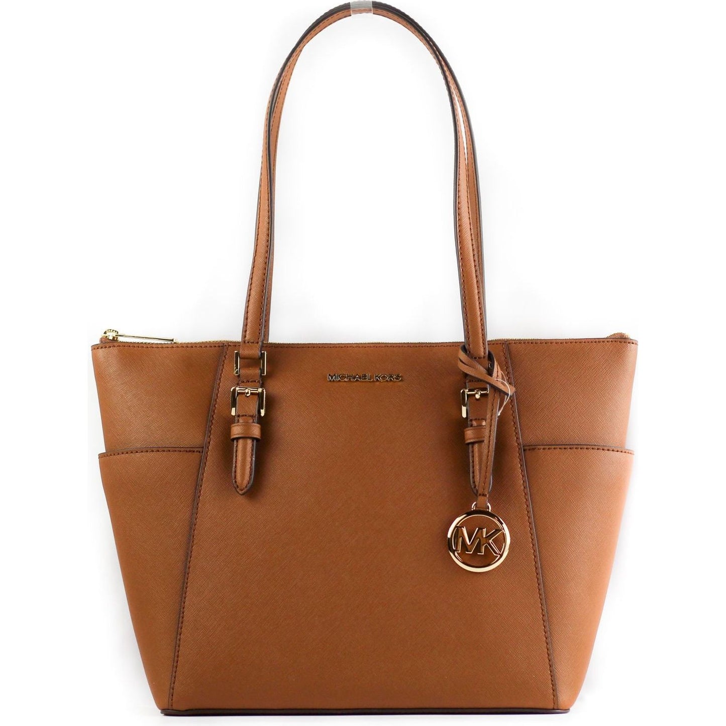 Charlotte Signature Leather Large Top Zip Tote Handbag Bag