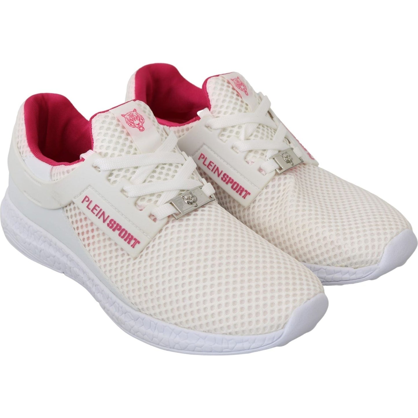 Chic White Becky Sneakers with Pink Accents