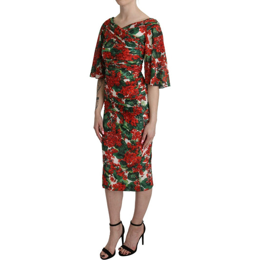 Enchanting Floral Midi Sheath Dress