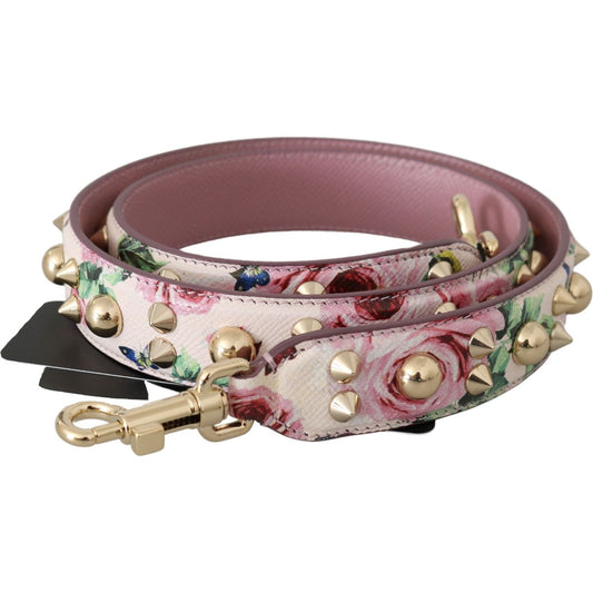 Chic Floral Pink Leather Shoulder Strap