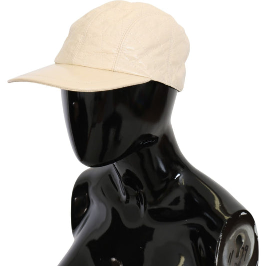 Elegant White Lambskin Leather Baseball Cap