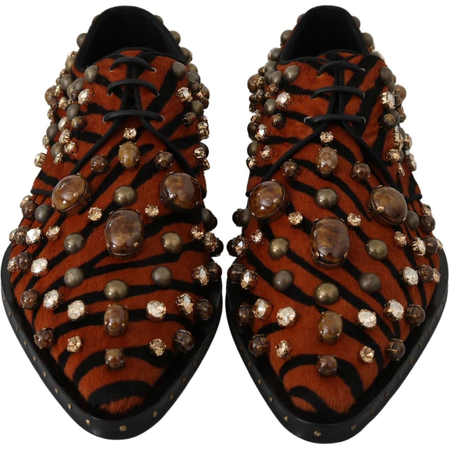 Tiger Pattern Crystal Embellished Flats